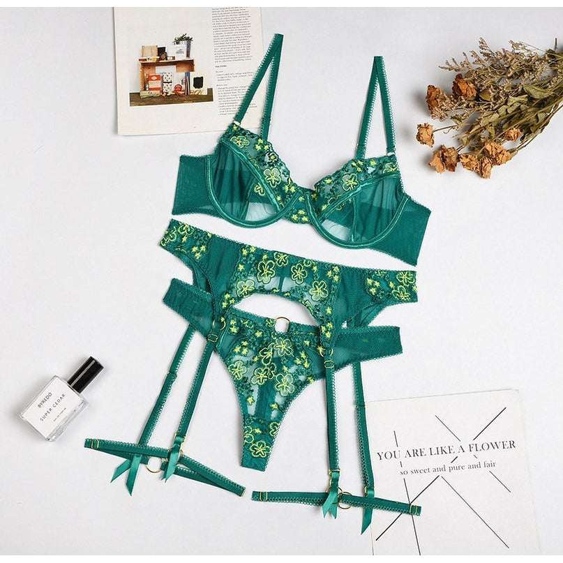 City Girl Verdant Garter Lingerie Set