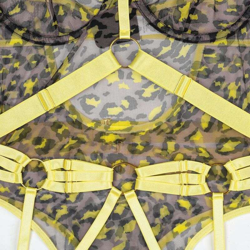 Love Notes Leopard Print Sexy Yellow Bodysuit