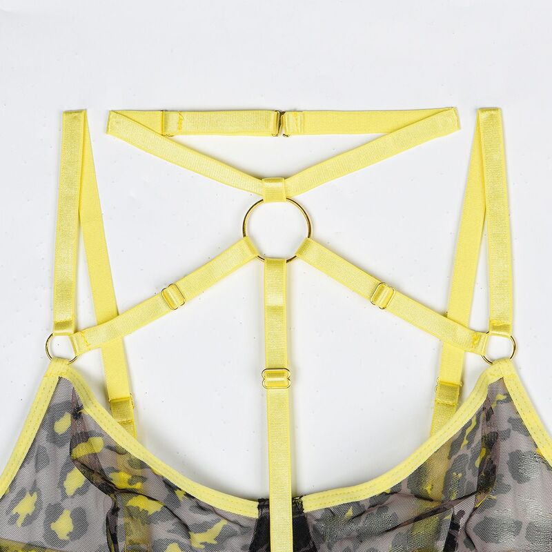 Love Notes Leopard Print Sexy Yellow Bodysuit