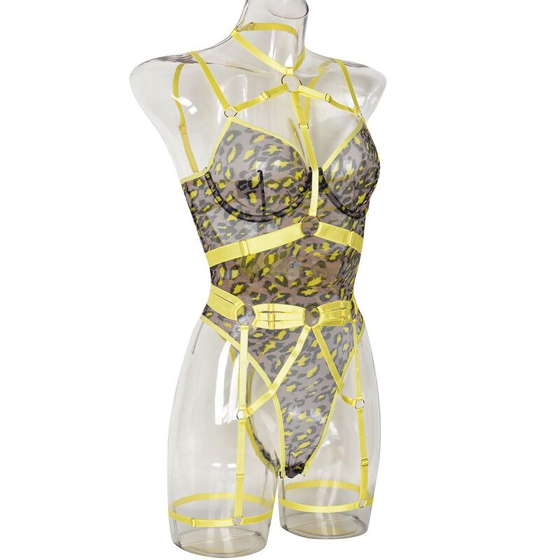 Love Notes Leopard Print Sexy Yellow Bodysuit