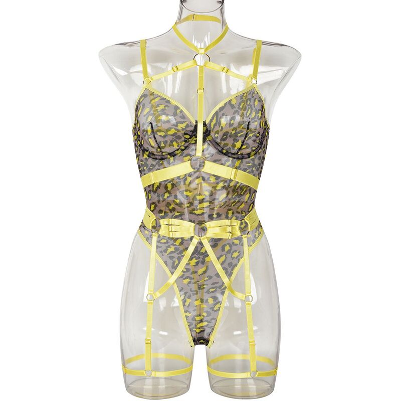 Love Notes Leopard Print Sexy Yellow Bodysuit