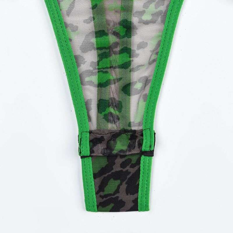 Love Notes Leopard Print Sexy Green Bodysuit