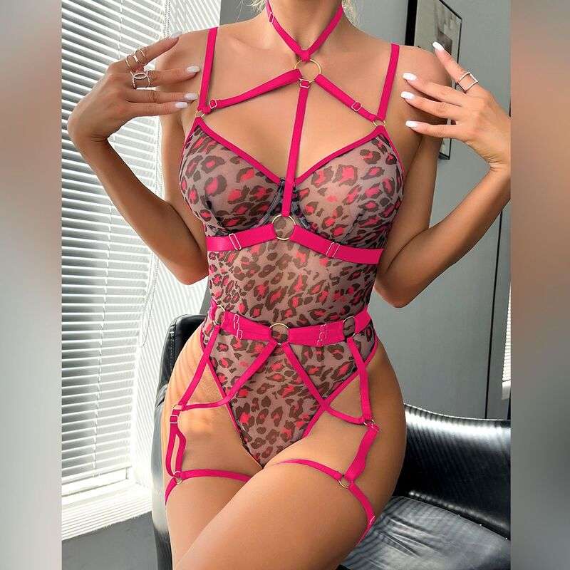 Love Notes Leopard Print Sexy Pink Bodysuit