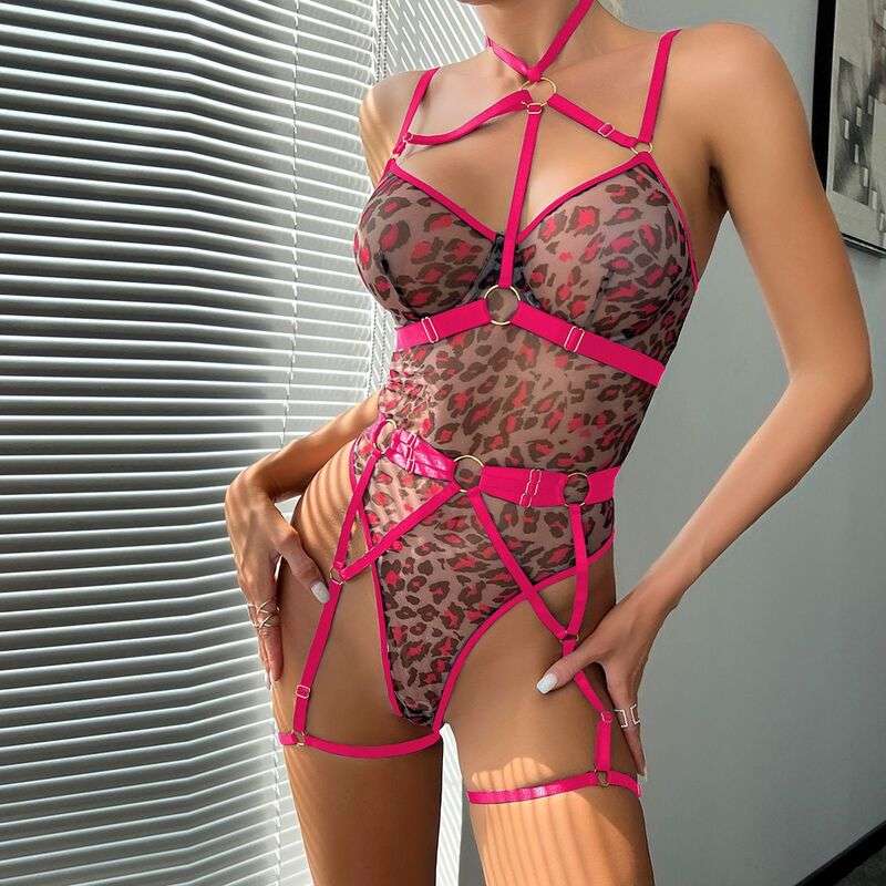 Love Notes Leopard Print Sexy Pink Bodysuit