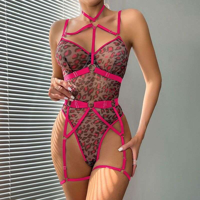 Love Notes Leopard Print Sexy Pink Bodysuit