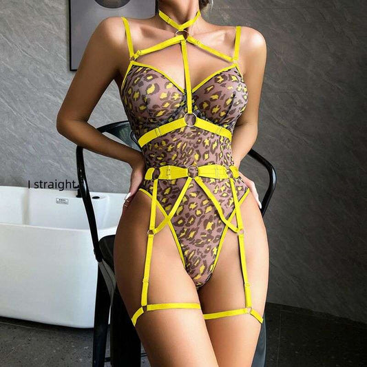 Love Notes Leopard Print Sexy Yellow Bodysuit