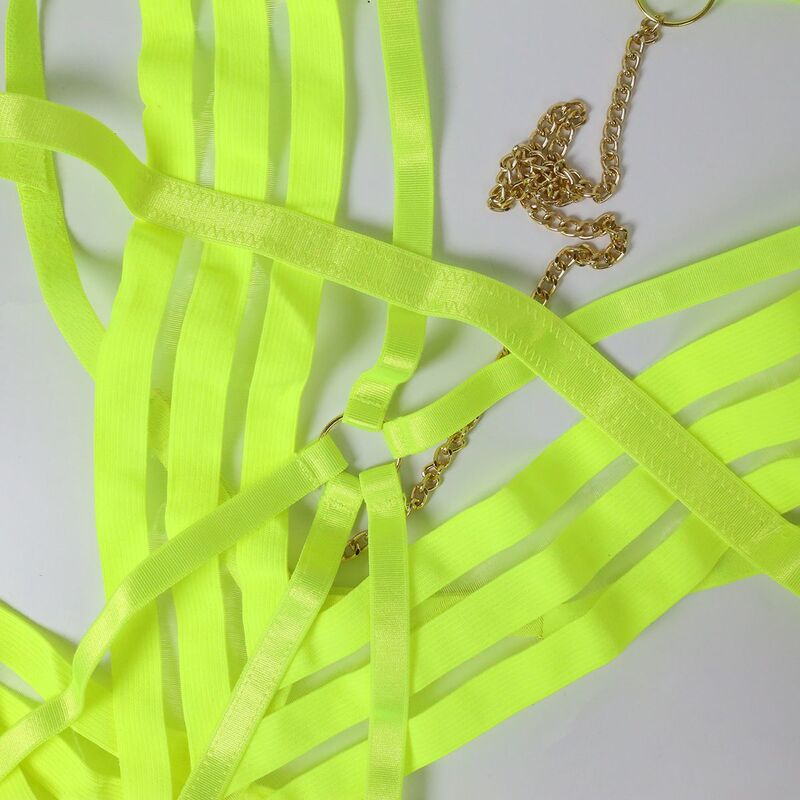 Seductive Strappy Love Potion Lime Bodysuit Lingerie