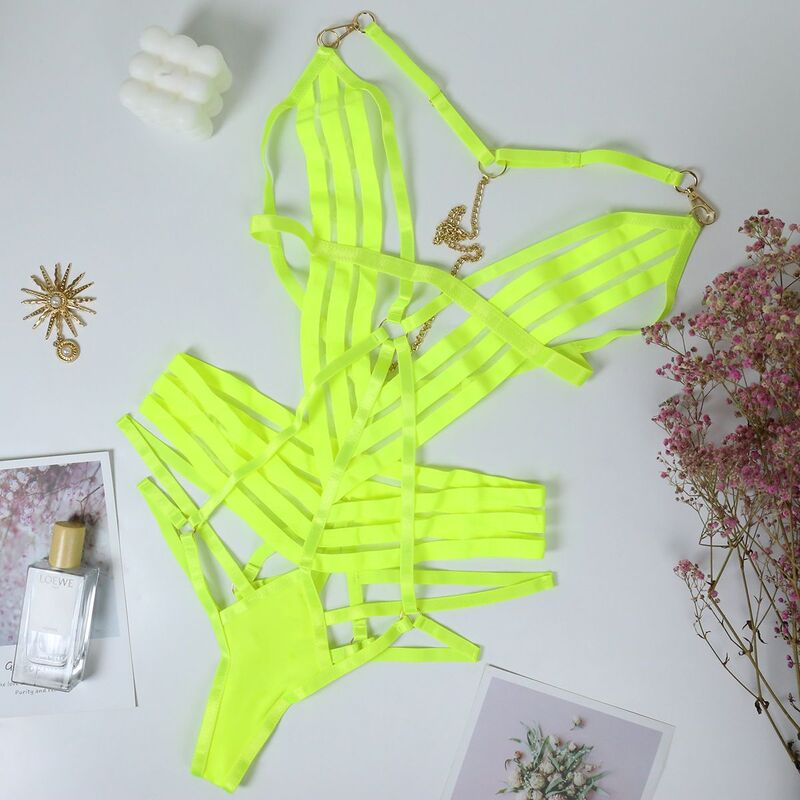 Seductive Strappy Love Potion Lime Bodysuit Lingerie