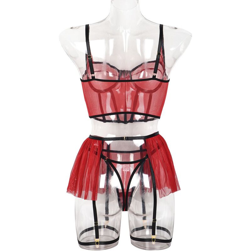 Corset Blooming In Love Maroon 5-Piece Lingerie Set