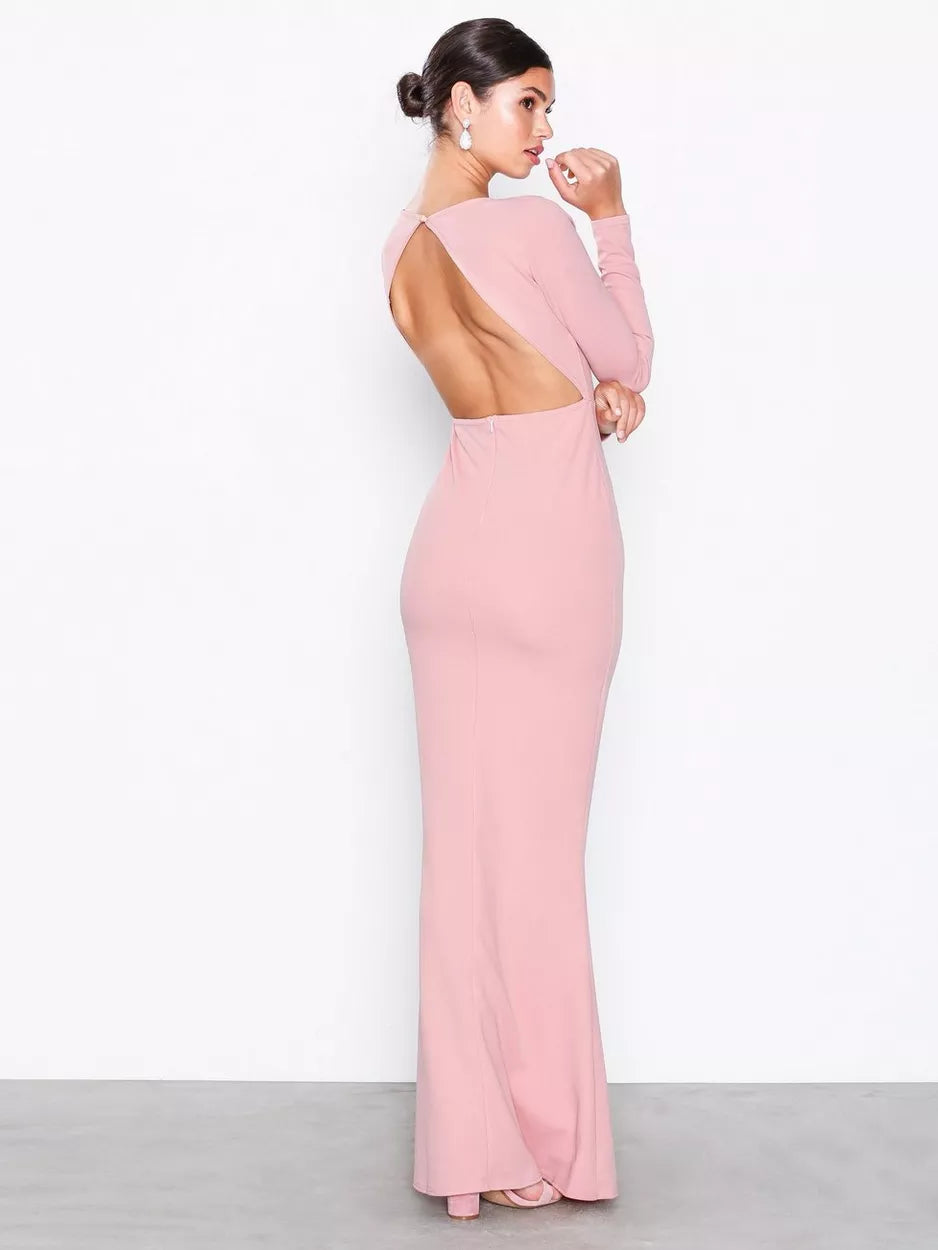 Open Back Sexy Bodycon Blush Pink Dress