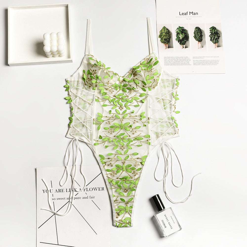 Pretty Girl, Pretty Lace Teddy - Lush Green