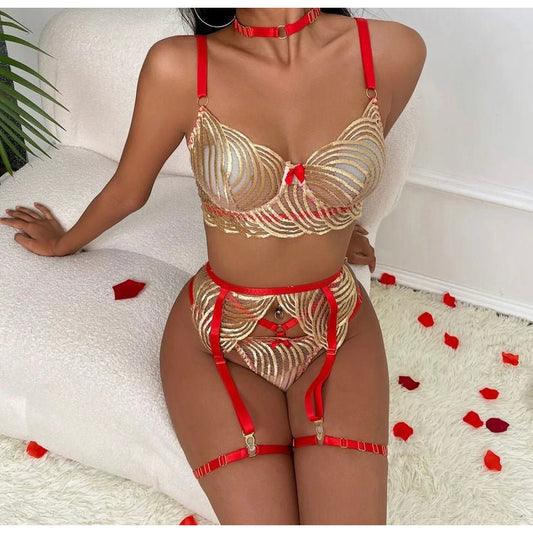 Divine Golden Secret Embroidery Sexy Set - Expressive Boutique