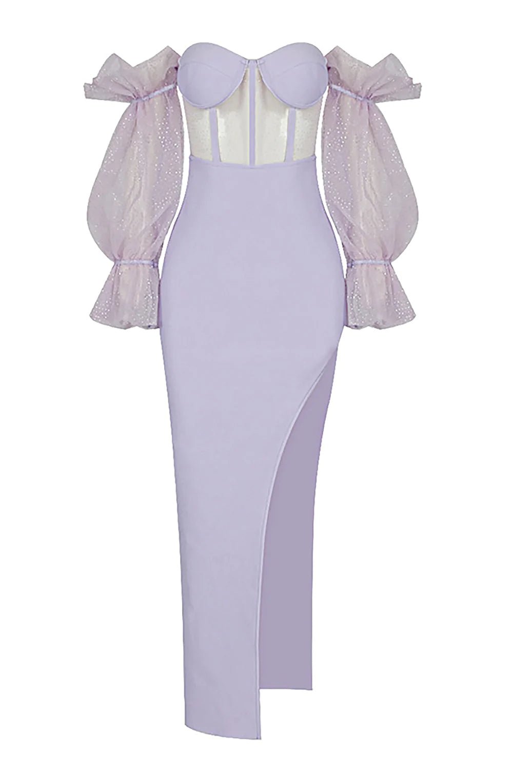 Lilac Bandage Shaping Puff'd Dress - Expressive Boutique