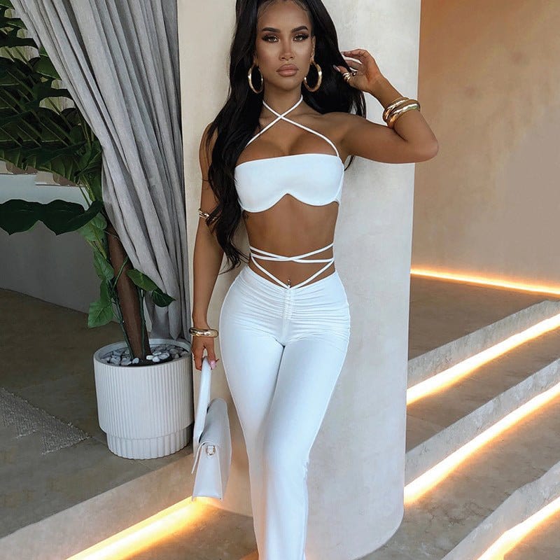 Take Two Pieces Crop Top and Flare Pants Set